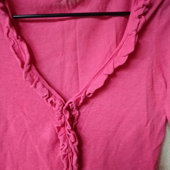 LOFT Pink Ruffled Cardigan - Picture 4 of 6